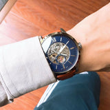 Fossil Townsman Automatic Skeleton Blue Dial Brown Leather Strap Watch for Men - ME3154 Authentic Buy Shop Now