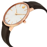 Movado Ultra Slim White Dial Brown Leather Strap Watch For Men - 0607089 Authentic Buy Shop Now