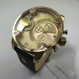 Diesel Mr Daddy Gold Dial Black Leather Strap Watch For Men - DZ7363 Authentic Buy Shop Now