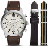 Fossil Pilot Chronograph White Dial Brown Leather Strap Watch for Men - FS5146 Authentic Buy Shop Now