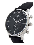 Emporio Armani Gianni Chronograph Black Dial Black Leather Strap Watch For Men - AR0397 Authentic Buy Shop Now