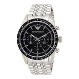 Emporio Armani Tazio Chronograph Black Dial Silver Steel Strap Watch For Men - AR5988 Authentic Buy Shop Now