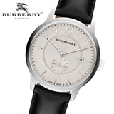 Burberry The Classic Horseferry Beige Dial Black Leather Strap Watch for Men - BU10000 Authentic Buy Shop Now