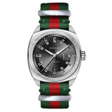 Gucci GG2570 Quartz Black Dial Green & Red Nylon Strap Watch For Men - YA142305 Authentic Buy Shop Now