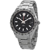 Versace Hellenyium GMT Black Dial Silver Steel Strap Watch for Men - V11020015 Authentic Buy Shop Now