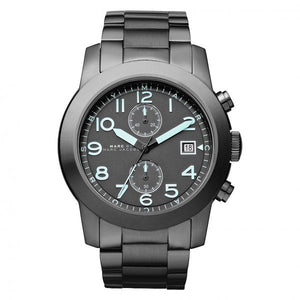 Marc Jacobs Larry Chronograph Black Dial Gunmetal Grey Steel Strap Watch for Men - MBM5031 Authentic Buy Shop Now