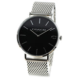 Coach Charles Black Dial Silver Mesh Bracelet Watch for Men - 14602144 Authentic Buy Shop Now