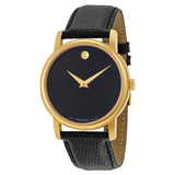 Movado Museum Black Dial Black Leather Strap Watch For Women - 2100006 Authentic Buy Shop Now