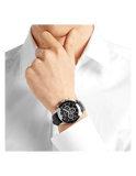 Hugo Boss Ikon Black Dial Black Leather Strap Watch for Men - 1513178