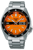 Seiko 5 Sports Double Hurricane Retro Orange Dial Silver Steel Strap Watch For Men - SRPK11K1 Authentic Buy Shop Now