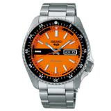 Seiko 5 Sports Double Hurricane Retro Orange Dial Silver Steel Strap Watch For Men - SRPK11K1 Authentic Buy Shop Now