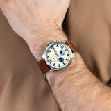 Tommy Hilfiger Jackson Multi-Function Silver Dial Brown Leather Strap Watch for Men - 1791239 Authentic Buy Shop Now