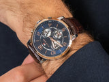 Tommy Hilfiger Keagan Chronograph Blue Dial Brown Leather Strap Watch for Men - 1791290 Authentic Buy Shop Now