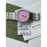 Gucci 25H Quartz Pink Dial Silver Steel Strap Watch for Women - YA163410 Authentic Buy Shop Now