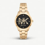 Michael Kors Runway Quartz Black Dial Gold Steel Strap Watch For Women - MK6682 Authentic Buy Shop Now