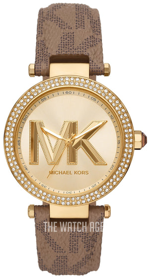 Michael Kors Parker Three Hand Gold Dial Brown Leather Strap Watch For Women - MK2973 Authentic Buy Shop Now