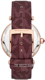 Michael Kors Parker Rose Gold Dial Maroon Leather Strap Watch For Women - MK2974 Authentic Buy Shop Now