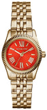Michael Kors Lexington Quartz Orange Dial Gold Steel Strap Watch For Women - MK3284 Authentic Buy Shop Now