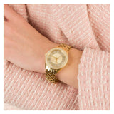 Michael Kors Harlowe Three-Hand Quartz Gold Dial Gold Steel Strap Watch For Women - MK4709 Authentic Buy Shop Now