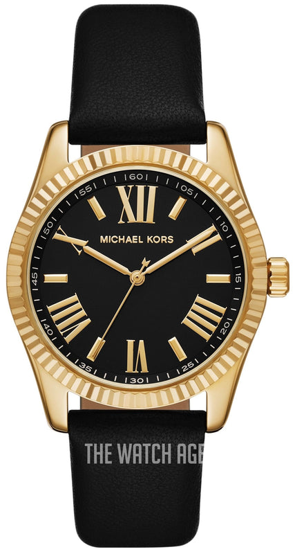 Michael Kors Lexington Black Dial Black Leather Strap Watch For Women - MK4748 Authentic Buy Shop Now