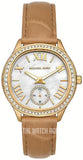 Michael Kors Sage Three-Hand Mother of Pearl White Dial Brown Leather Strap Watch for Women - MK4819 Authentic Buy Shop Now