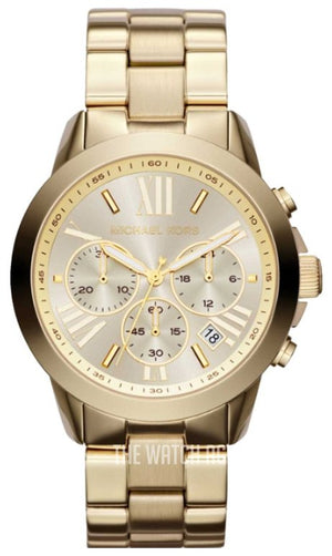 Michael Kors Bradshaw Chronograph Gold Dial Gold Steel Strap Watch For Women - MK5777 Authentic Buy Shop Now