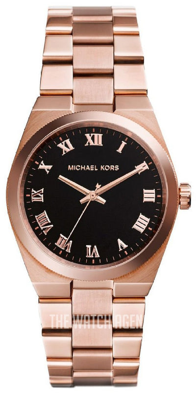 Michael Kors Channing Black Dial Rose Gold Steel Strap Watch For Women - MK5937 Authentic Buy Shop Now