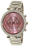 Michael Kors Parker Chronograph Pink Dial Silver Steel Strap Watch For Women - MK6105 Authentic Buy Shop Now