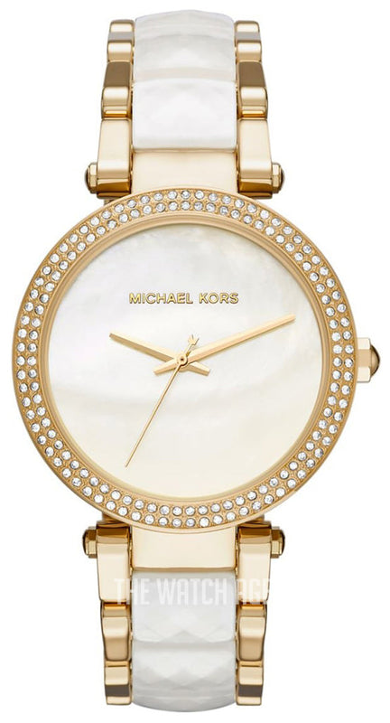 Michael Kors Parker Mother of Pearl Dial Two Tone Steel Strap Watch for Women - MK6400 Authentic Buy Shop Now