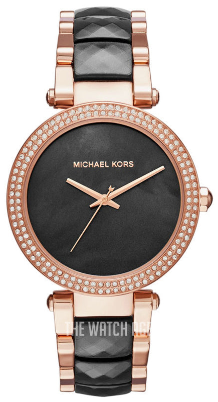 Michael Kors Parker Mother of Pearl Black Dial Two Tone Steel Strap Watch for Women - MK6414 Authentic Buy Shop Now