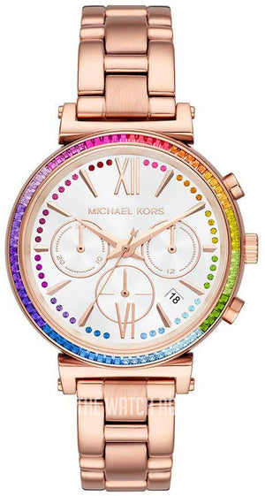 Michael Kors Sofie White Dial Rose Gold Steel Strap Watch For Women - MK6577 Authentic Buy Shop Now