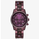Michael Kors Ritz Chronograph Purple Dial Purple Steel Strap Watch For Women - MK6720 Authentic Buy Shop Now