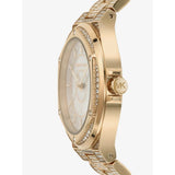 Michael Kors Lennox Three Hand Crystals White Dial Gold Steel Strap Watch For Women - MK6991 Authentic Buy Shop Now