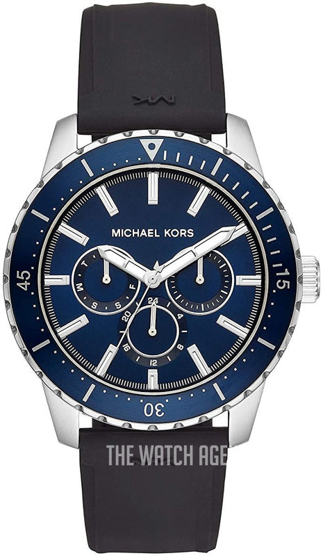 Michael Kors Cunningham Multifunction Blue Dial Black Rubber Strap Watch For Men - MK7160 Authentic Buy Shop Now