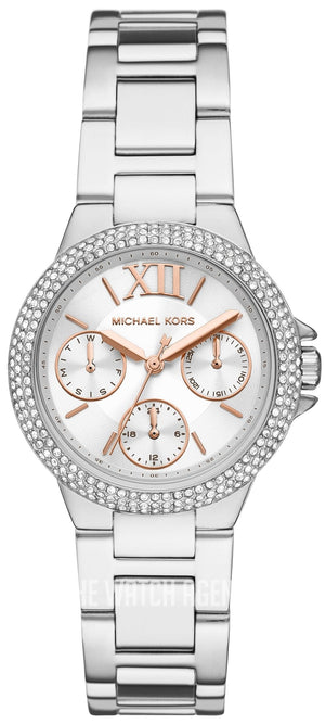 Michael Kors Camille Chronograph White Dial Silver Steel Strap Watch For Women - MK7198 Authentic Buy Shop Now