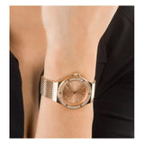 Michael Kors Lennox Three Hand Rose Gold Dial Rose Gold Mesh Strap Watch For Women - MK7336 Authentic Buy Shop Now
