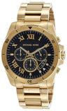 Michael Kors Brecken Chronograph Quartz Black Dial Gold Steel Strap Watch For Men - MK8481 Authentic Buy Shop Now