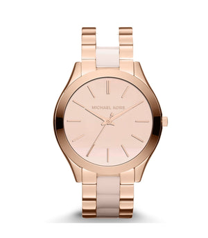 Michael Kors Slim Runway Rose Gold Dial Two Tone Steel Strap Watch for Women - MK4294 Authentic Buy Shop Now