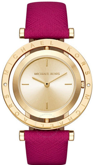 Michael Kors Averi Gold Dial Pink Leather Strap Watch for Women - MK2525 Authentic Buy Shop Now