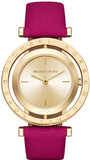 Michael Kors Averi Gold Dial Pink Leather Strap Watch for Women - MK2525 Authentic Buy Shop Now