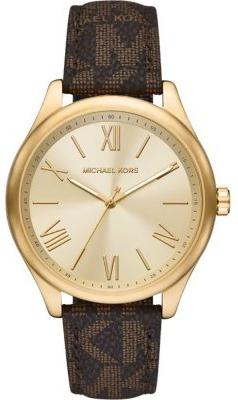 Michael Kors Benning Three Hand Gold Dial Brown Leather Strap Watch For Men - MK8931 Authentic Buy Shop Now