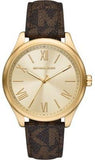 Michael Kors Benning Three Hand Gold Dial Brown Leather Strap Watch For Men - MK8931 Authentic Buy Shop Now