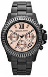 Michael Kors Everest Quartz Rose Gold Dial Black Steel Strap Watch For Women - MK5872 Authentic Buy Shop Now