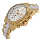 Michael Kors Bradshaw Chronograph White Dial Two Tone Steel Strap Watch For Women - MK5743 Authentic Buy Shop Now