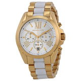 Michael Kors Bradshaw Chronograph White Dial Two Tone Steel Strap Watch For Women - MK5743 Authentic Buy Shop Now