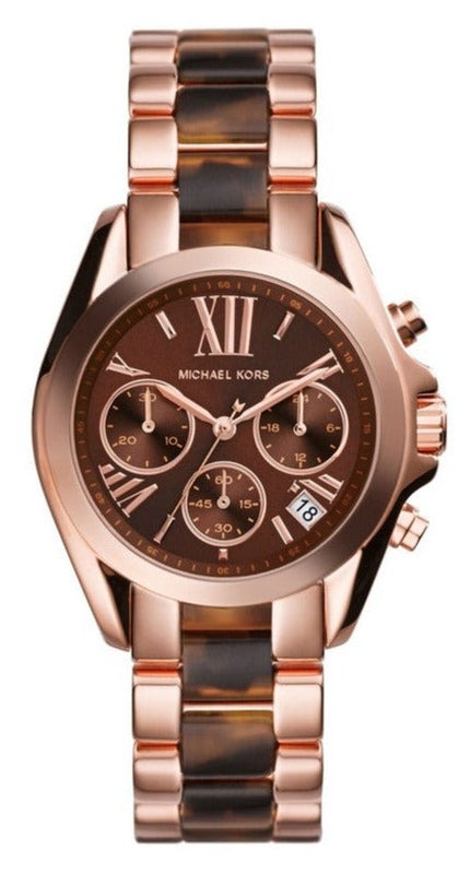 Michael Kors Bradshaw Chronograph Brown Dial Two Tone Steel Strap Watch For Women - MK5944 Authentic Buy Shop Now