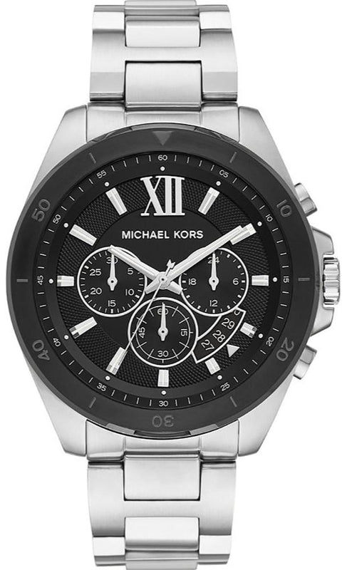 Michael Kors Brecken Chronograph Black Dial Silver Steel Strap Watch For Men - MK8847 Authentic Buy Shop Now