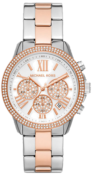Michael Kors Bryn Pavé White Dial Two Tone Steel Strap Watch For Women - MK7201 Authentic Buy Shop Now