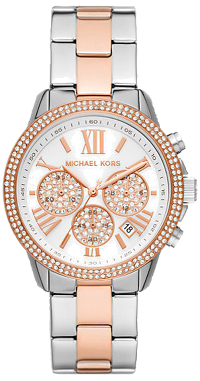 Michael Kors Bryn Pavé White Dial Two Tone Steel Strap Watch For Women - MK7201 Authentic Buy Shop Now