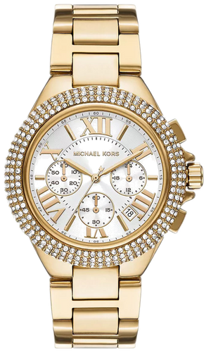 Michael Kors Camille Chronograph White Dial Gold Steel Strap Watch For Women - MK6994 Authentic Buy Shop Now